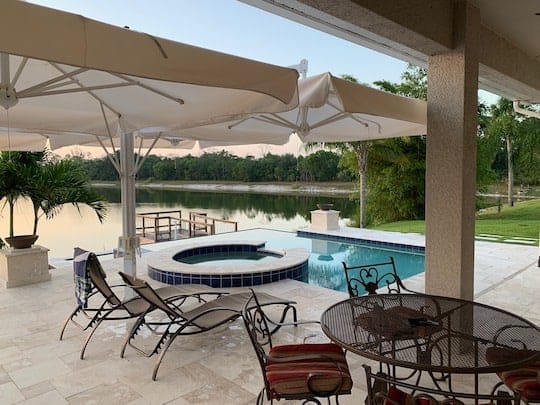 Travertine Marble Pool Deck in Bonita