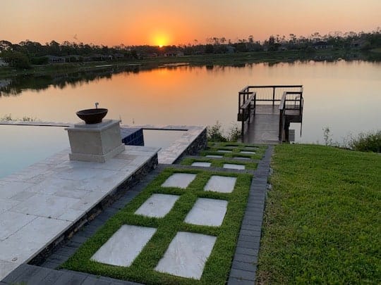 Paver Walkway to a lake dock