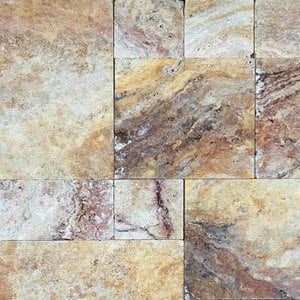 Travertine Interlocking Pavers 3 Scabos Travertine Paver Tumbled French (Versailles) Pattern