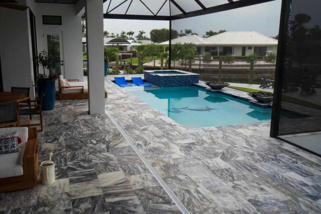 Ocean Blue Marble pool deck