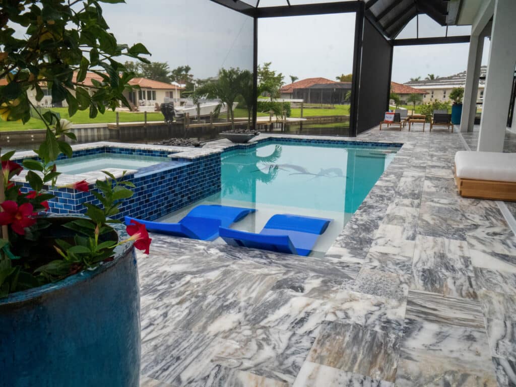 Ocean Blue Marble pool deck