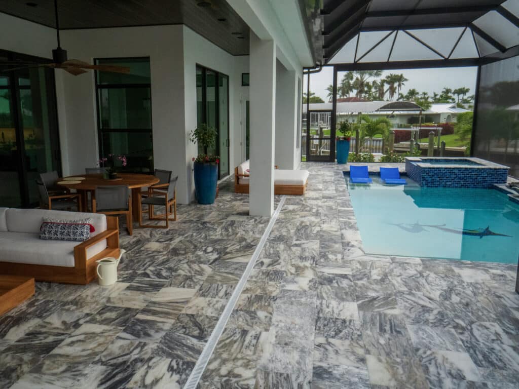 Ocean Blue Marble pool deck