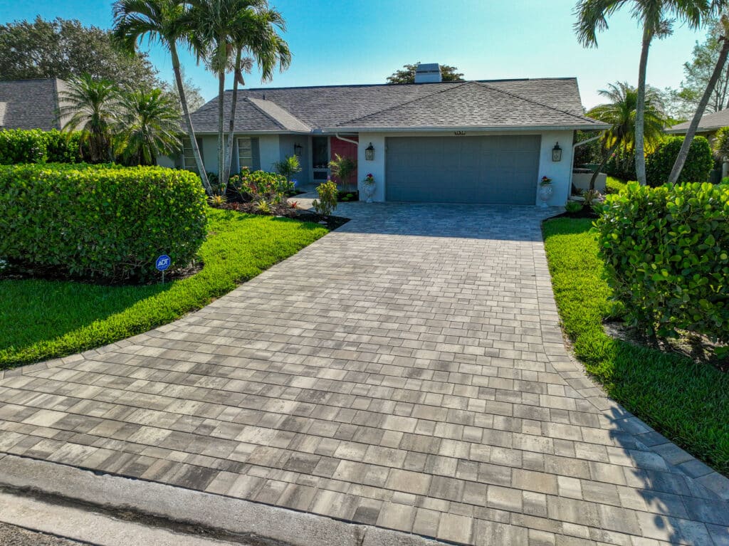 Beautiful Thick Interlocking Concrete Paver Driveway and Walkway Transformation in Naples